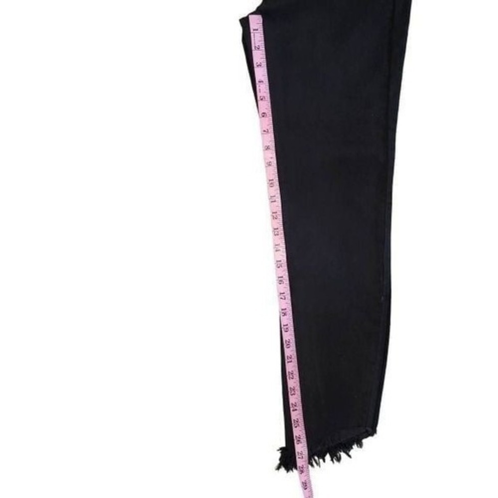 Fashion Nova Black High Waisted Frayed Hem Cropped Denim Jeans Size 11 - Picture 4 of 6